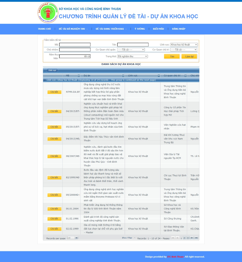 Phần mềm quản lý đề tài-dự án khoa học